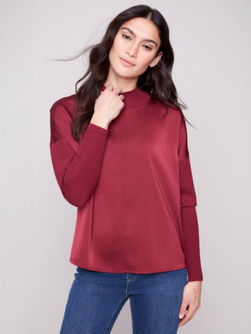 Satin Knit Combo Blouse